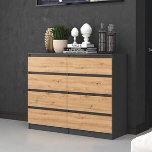Komoda, pedsí do lonice, atní skí, píborník, vysoká deska s 8 zásuvkami, íka 120 cm výka 97 | antracit Artisan