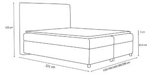 Čalouněná postel boxspring PIANO + topper, 200x200, Gloss velvet 1213