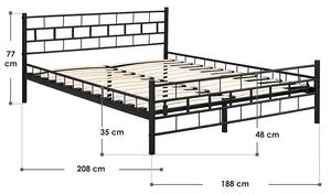 Goleto Kovová postel Malta 180 x 200 cm | černá