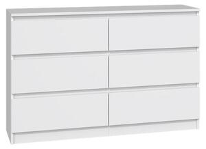 Komoda bílá se esti zásuvkami, lonice, chodba, skí, píborník, vysoký píborník, íka 120 cm, výka 75 cm