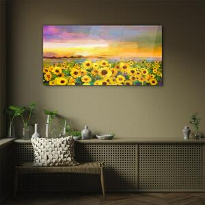 Obraz na skle Obraz na skle Západ slunce žluté květy