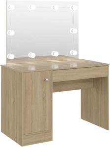 Pracovní stůl s LED osvětlením, rozměry 110x55x145 cm, materiál MDF, šedá barva, moderní styl