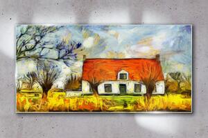 Obraz na skle Obraz na skle Abstrakce vesnice dům strom