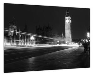Černobílý obraz Londýna - Big ben