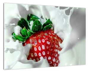 Obraz jahody v jogurtu
