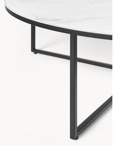 Kulatý konferenční XL stolek se skleněnou deskou v mramorovém vzhledu Antigua
