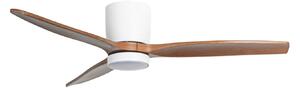 Stropní ventilátor Faipari s LED osvětlením, DC, 132 cm, bílý / tmavé dřevo – Lucande, Faipari, Bílá, Obývací pokoj, Dřevo, Moderní