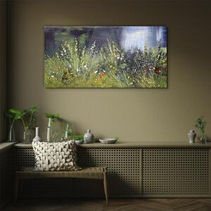Obraz na skle Obraz na skle Řeka květiny Tráva