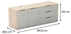 ARBYD Matně šedá dubová kancelářská komoda Thor 161,8 x 46,5 cm