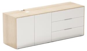Arbyd Matně bílá dubová kancelářská komoda Thor 161,8 x 46,5 cm