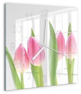 Skleněné hodiny Tulipány zskb-30x30-00087267