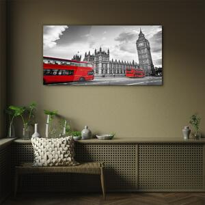 Obraz na skle Obraz na skle Londýnské oční červené autobusy
