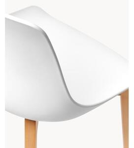 Židle z umělé hmoty s dřevěnými nohami Dave, 2 ks