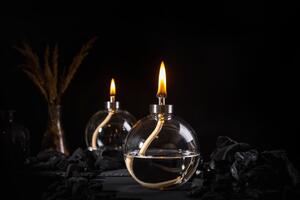 Skleněná olejová lampa SCUTI – Křišťál