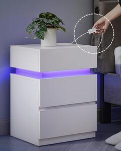 VASAGLE Noční stolek s LED osvětlením bílý
