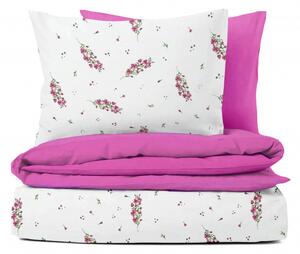 Ervi Bavlněné povlečení oboustranné - Růžový květ jara/fuchsia