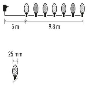 LED Vánoční venkovní řetěz 50xLED/8 módů 14,8m IP44 multicolor