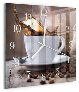 Skleněné hodiny Káva zskb-30x30-00058298
