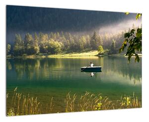 Obraz loďky na jezeře