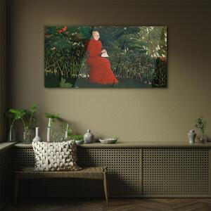 Obraz na skle Obraz na skle Žena stromy keřů