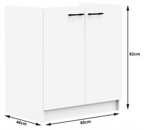 Kuchyňská skříňka dřezová OLIWIA S80 ZL, 80x85,5x46, bílá