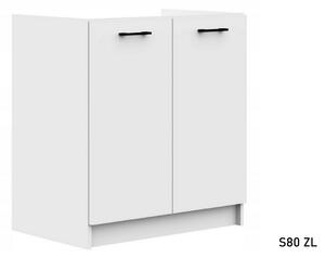 Kuchyňská skříňka dřezová OLIWIA S80 ZL, 80x85,5x46, bílá