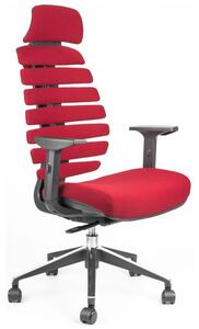 Kancelářská židle FISH BONES PDH černý plast, 26-68 červená, 3D područky
