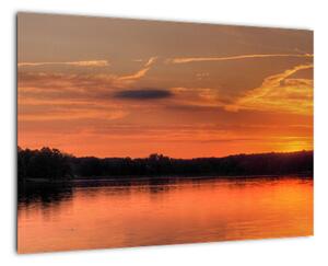 Západ slunce na jezeře, obraz