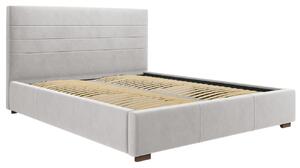 Světle šedá sametová postel MICADONI ARANDA 160 x 200 cm