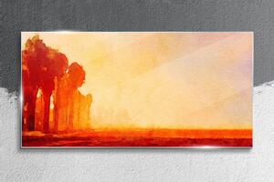 Obraz na skle Obraz na skle Abstrakce oranžového lesa