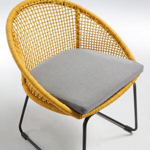 Kave Home Hořčicově žlutá pletená jídelní zahradní židle LaForma Sandrine
