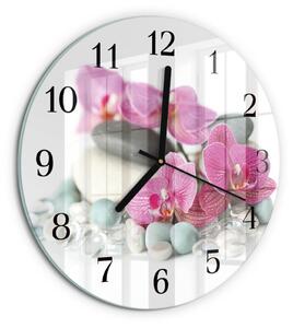 Skleněné nástěnné hodiny Orchideje zsoc-fi30-00171659