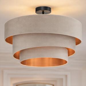 Stropní lampa Lindby, Jusari, stmívatelné, Béžová, Obývací pokoj, Tkanina / Textil, Moderní