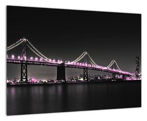 Noční osvětlený most - obraz