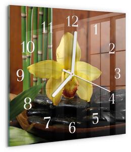 Skleněné hodiny Bambusová orchidej zskb-30x30-00087284