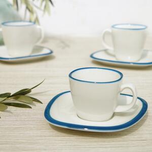 Bílo modrý porcelánový šálek a podšálek Kave Home Odalin 90 ml