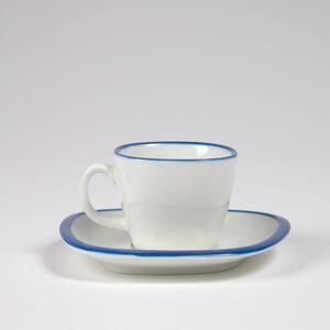 Bílo modrý porcelánový šálek a podšálek Kave Home Odalin 90 ml