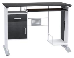 Goleto Počítačový stůl se zásuvkou 100 cm x 52 cm x 75 cm | černo + stříbrný