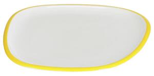 Bílo žlutý porcelánový dezertní talíř Kave Home Odalin 23,5 x 22 cm