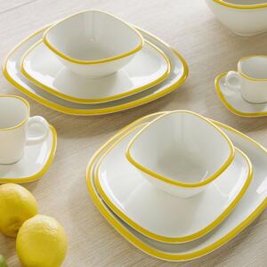 Bílo žlutý porcelánový talíř Kave Home Odalin 29 x 26,5 cm
