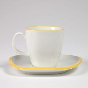 Bílo žlutý porcelánový šálek a podšálek Kave Home Odalin 200 ml