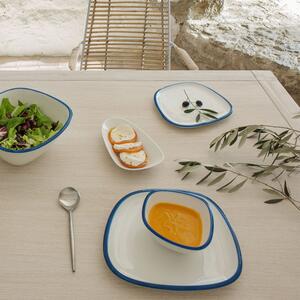 Bílo modrý porcelánový dezertní talíř Kave Home Odalin 23,5 x 22 cm