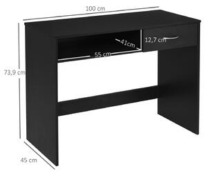 Goleto Počítačový stůl se zásuvkou 100 cm x 45 cm x 73,9 cm | černý