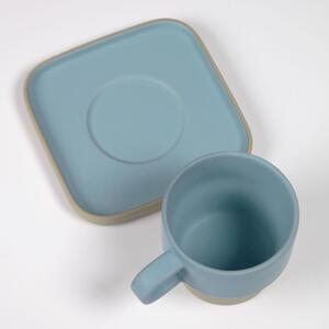 Modrý porcelánový šálek a podšálek Kave Home Midori 180 ml