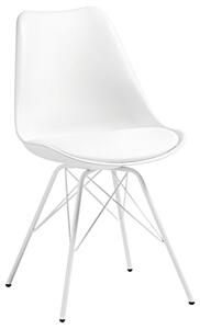 Bílá koženková jídelní židle Kave Home Ralf s kovovou podnoží