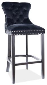 Barová židle AUGUST H-1 Velvet, 50x114x42, černá/modrá