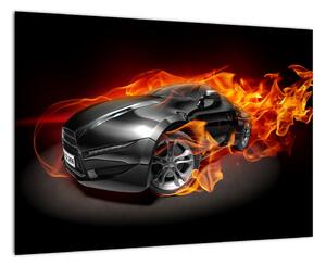 Obraz hořící auto