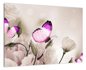Motýl na květině - obraz