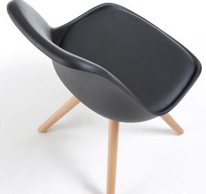 Černá koženková jídelní židle Kave Home Ralf