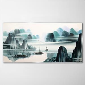 Obraz na skle Obraz na skle Čínské inkoustové lodě